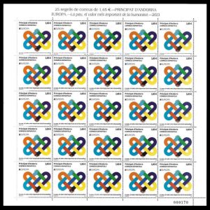 PEACE - The Highest Value of Humanity, EUROPA 2023, stamps of Andorra (Spain)