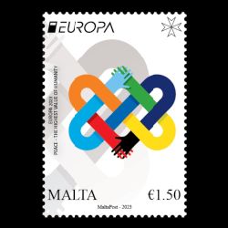 PEACE - The Highest Value of Humanity, EUROPA 2023, stamp of Malta